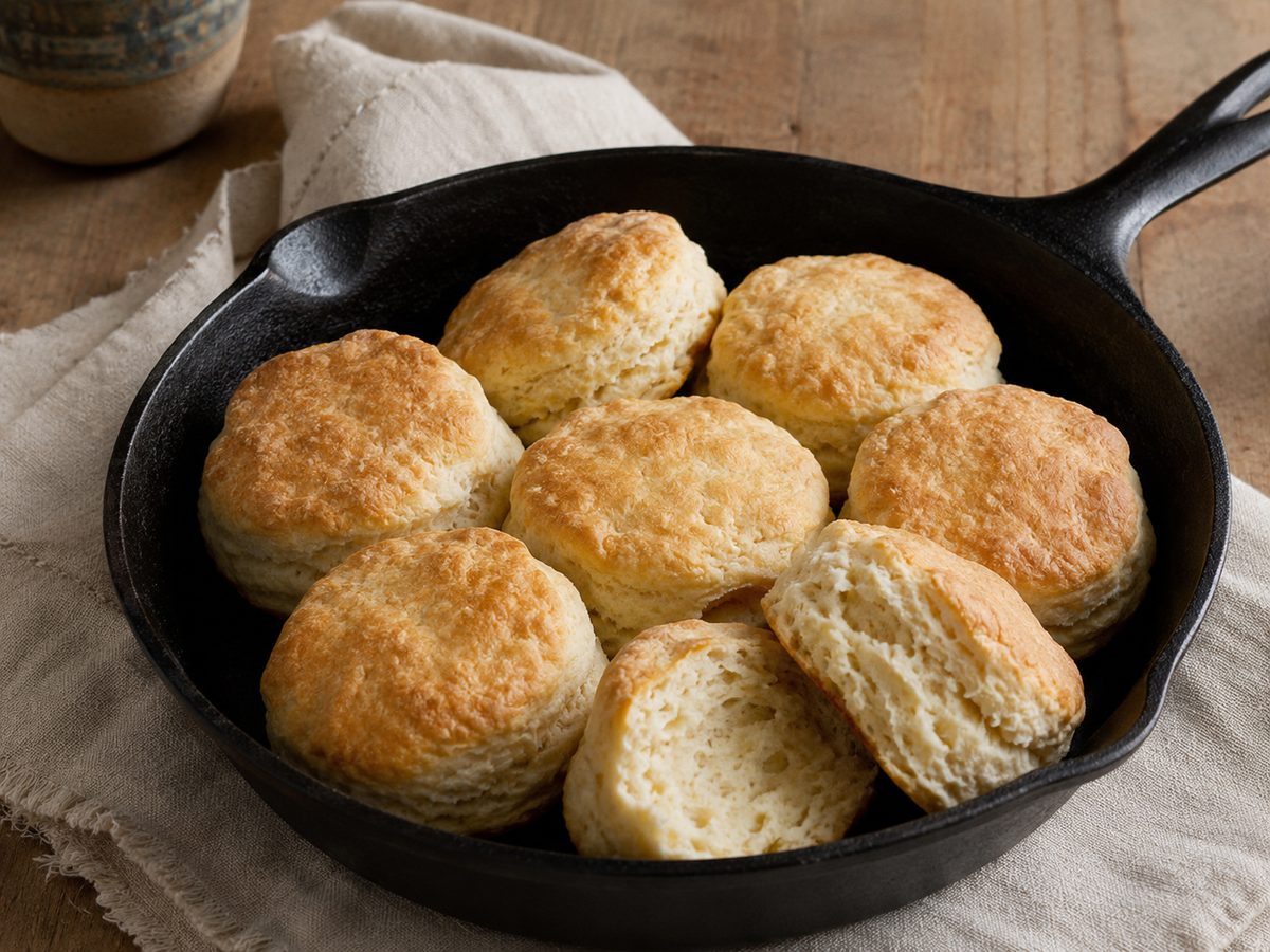 Saleratus biscuits in a skillet
