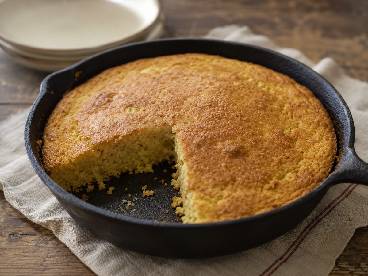 Settlement cornbread in iron